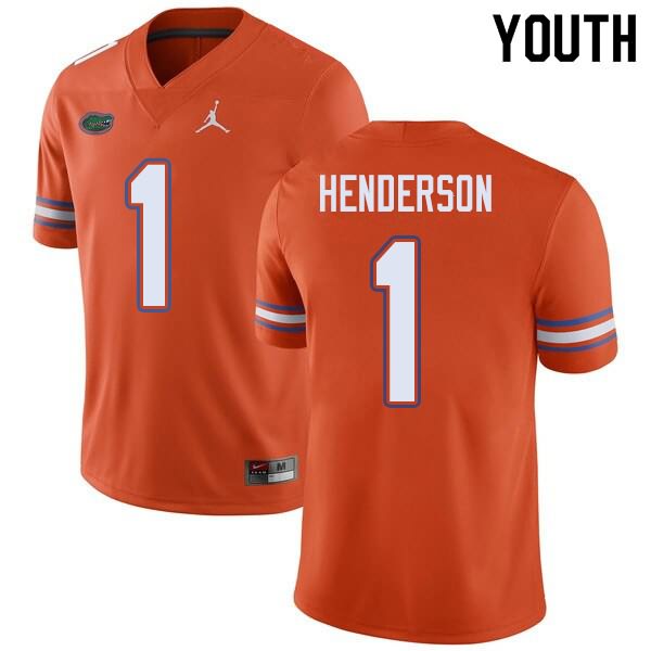 NCAA Florida Gators CJ Henderson Youth #1 Jordan Brand Orange Stitched Authentic College Football Jersey HRZ8264FJ